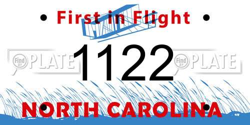 1122 North Carolina License Plate