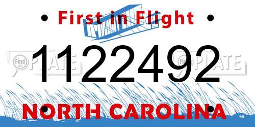 1122492 North Carolina License Plate