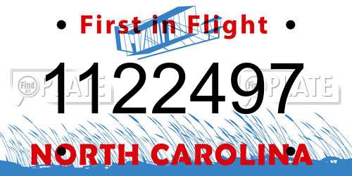 1122497 North Carolina License Plate