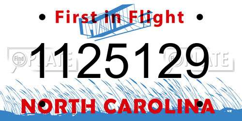 1125129 North Carolina License Plate