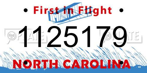 1125179 North Carolina License Plate