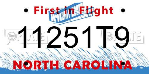 11251T9 North Carolina License Plate