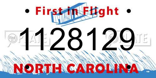 1128129 North Carolina License Plate