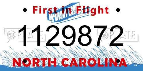 1129872 North Carolina License Plate