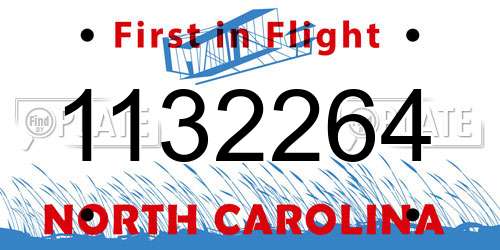 1132264 North Carolina License Plate