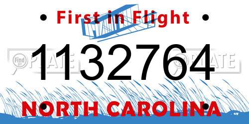 1132764 North Carolina License Plate