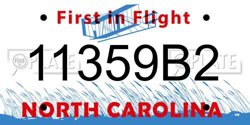 11359B2 North Carolina License Plate