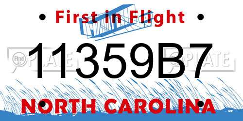 11359B7 North Carolina License Plate