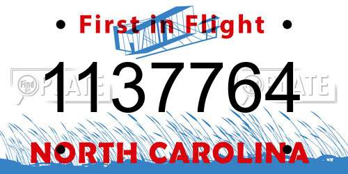 1137764 North Carolina License Plate