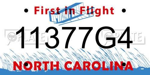 11377G4 North Carolina License Plate