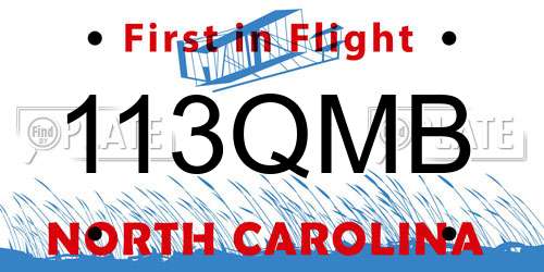 113QMB North Carolina License Plate