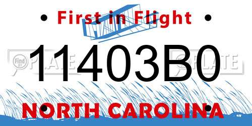 11403B0 North Carolina License Plate