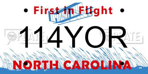 114YOR North Carolina License Plate