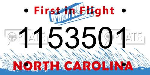 1153501 North Carolina License Plate