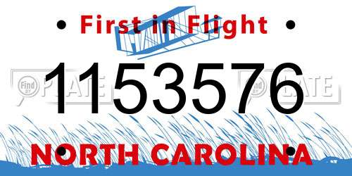 1153576 North Carolina License Plate