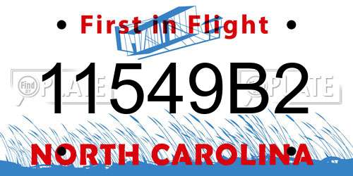 11549B2 North Carolina License Plate