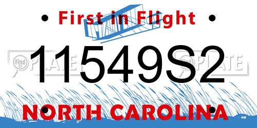 11549S2 North Carolina License Plate