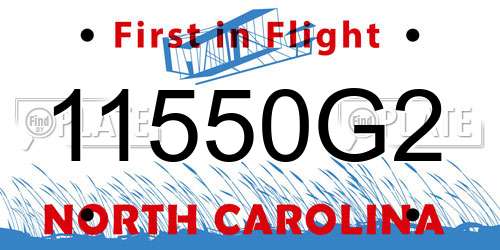 11550G2 North Carolina License Plate