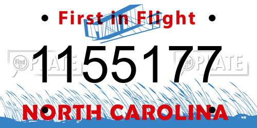 1155177 North Carolina License Plate