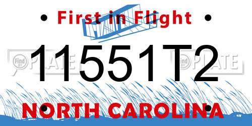11551T2 North Carolina License Plate