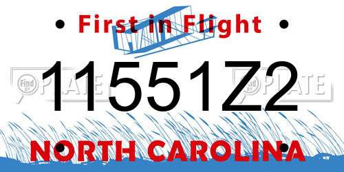 11551Z2 North Carolina License Plate