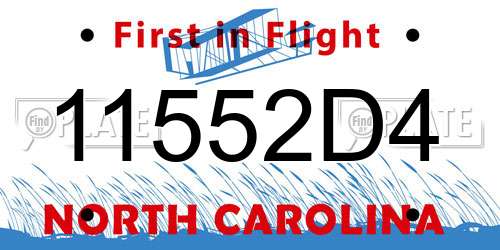 11552D4 North Carolina License Plate