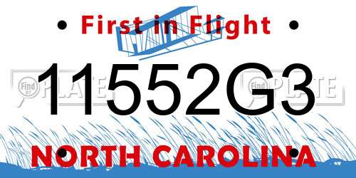 11552G3 North Carolina License Plate