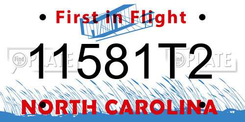 11581T2 North Carolina License Plate