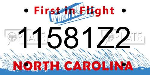 11581Z2 North Carolina License Plate