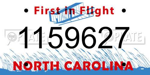1159627 North Carolina License Plate
