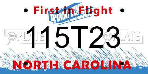 115T23 North Carolina License Plate