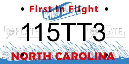 115TT3 North Carolina License Plate