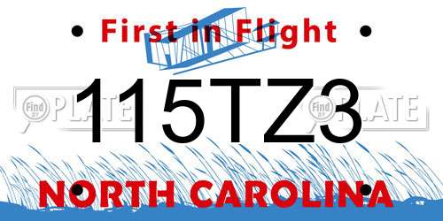 115TZ3 North Carolina License Plate