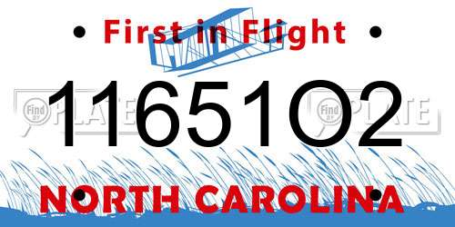 11651O2 North Carolina License Plate