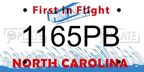 1165PB North Carolina License Plate