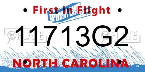 11713G2 North Carolina License Plate