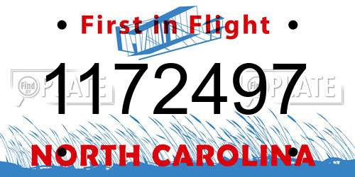 1172497 North Carolina License Plate
