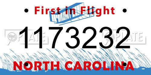 1173232 North Carolina License Plate