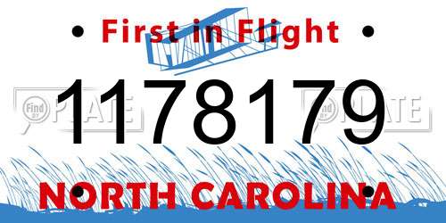 1178179 North Carolina License Plate