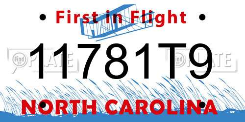 11781T9 North Carolina License Plate