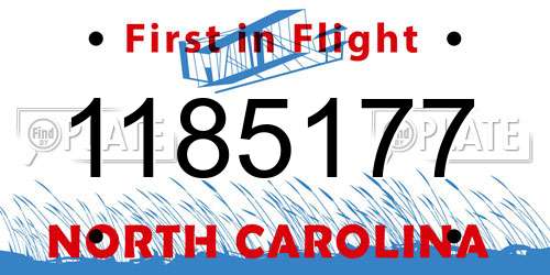 1185177 North Carolina License Plate