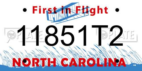 11851T2 North Carolina License Plate