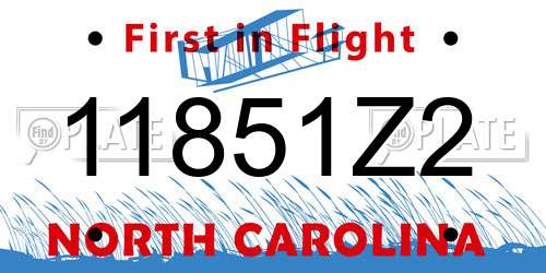 11851Z2 North Carolina License Plate