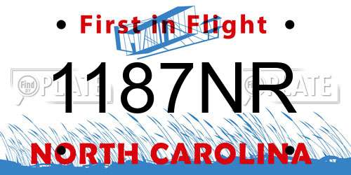 1187NR North Carolina License Plate
