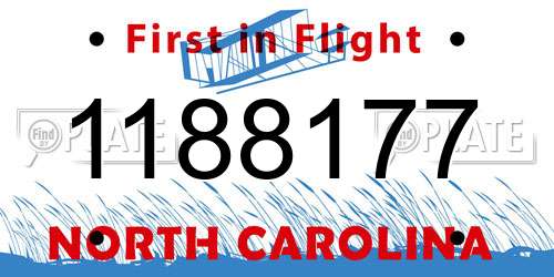 1188177 North Carolina License Plate