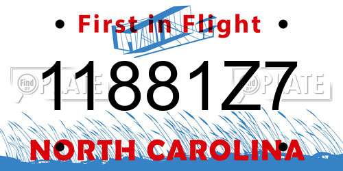 11881Z7 North Carolina License Plate