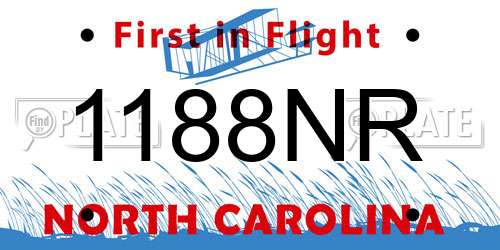 1188NR North Carolina License Plate