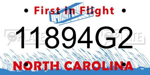 11894G2 North Carolina License Plate