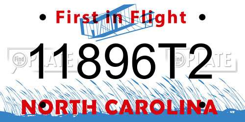 11896T2 North Carolina License Plate