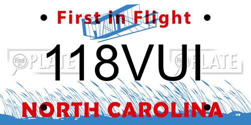 118VUI North Carolina License Plate